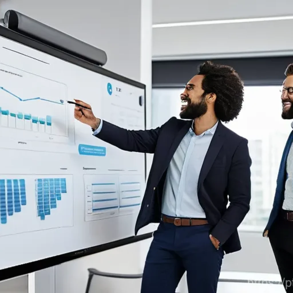 원격 협업 도구의 정기적인 리뷰 및 업데이트 방법 - **Prompt:** A diverse team of five professionals, comprising men and women of various ethnicities an...