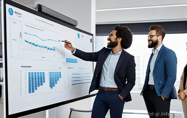 원격 협업 도구의 정기적인 리뷰 및 업데이트 방법 - **Prompt:** A diverse team of five professionals, comprising men and women of various ethnicities an...