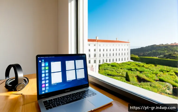 Home 17 원격 근무를 위한 최적의 협업 도구 비교 - Photorealistic bright home office in Lisbon, Portugal, a remote worker comparing collaboration tools...